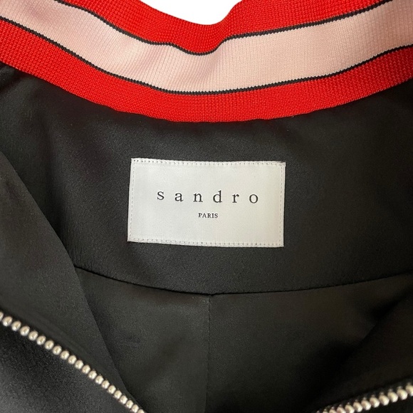 Sandro Black Love Karma Embroidered Bomber Jacket - Picture 10 of 16